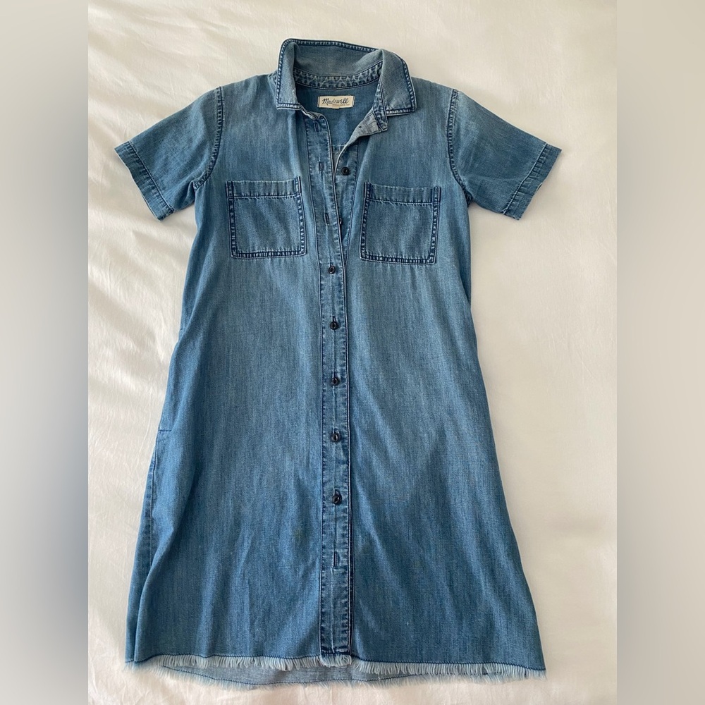 Madewell Light Blue Button-Down Midi Dress